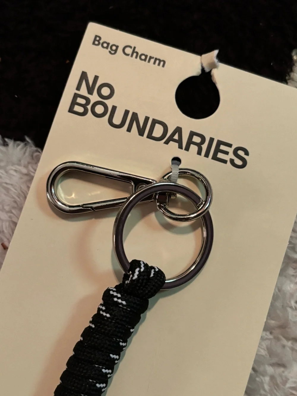 No Boundaries Black & Cream Braided Strap Keychain